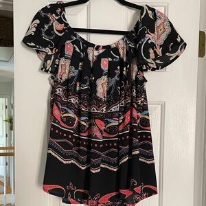 Joy Joy Black and Red Paisley Blouse